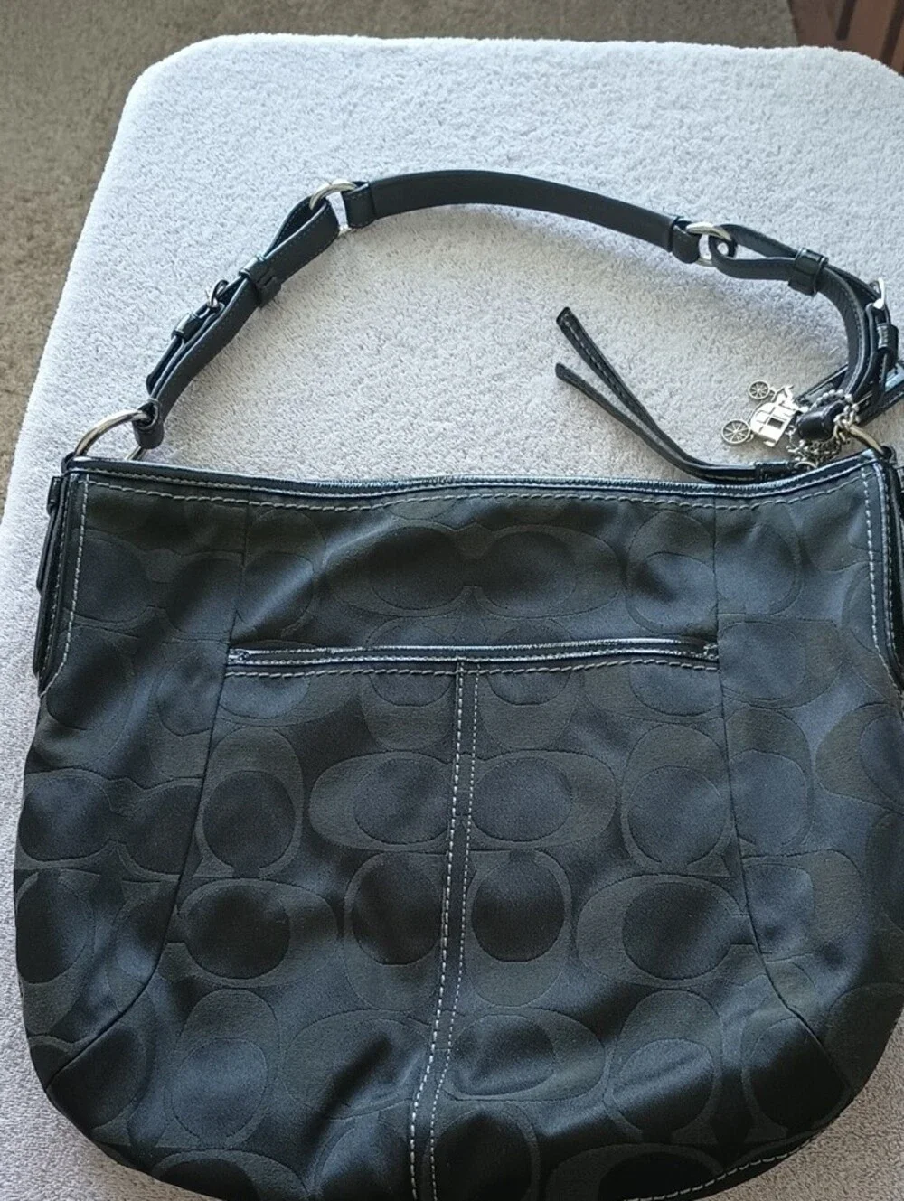 Coach Black Signature Shoulder Bag with Charm